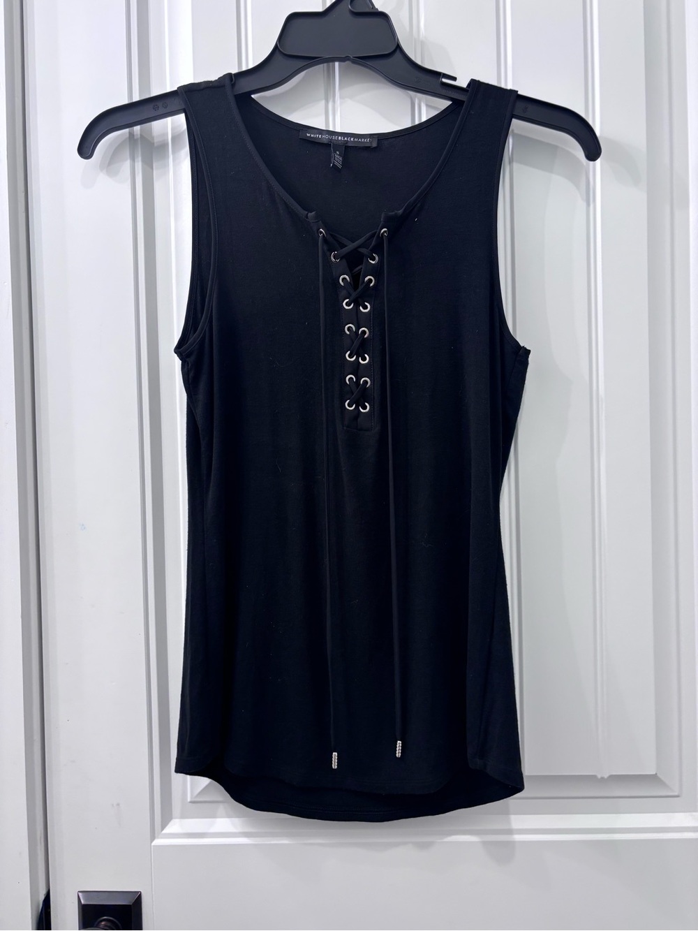 White House Black Market Black Lace-Up Sleeveless Tank